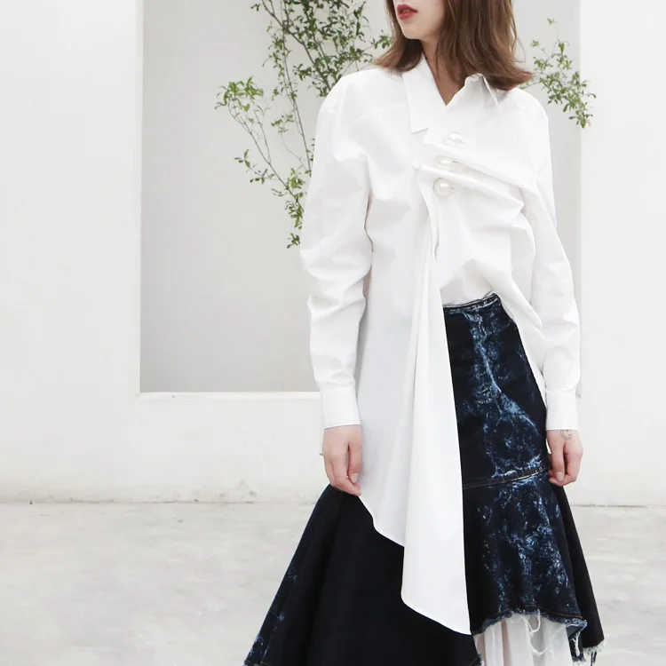 Новые весенние женские топы и блузки с длинным рукавом белые camisas blusas femininas