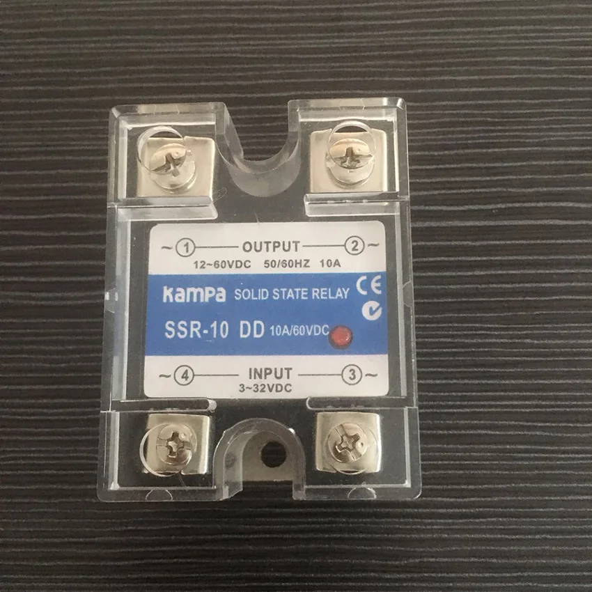 

Single Phase DC Solid State Relay 10A Black DC 10A Input 3-32VDC Control Output 12-60VDC Solid State Relay(SSR-10DD)