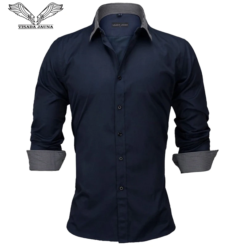VISADA JAUNA, европейский размер, новинка, мужская рубашка, мужская рубашка с длинным рукавом, хлопок, повседневная, пэчворк, тонкая, для фитнеса, N892