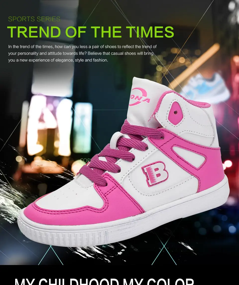 BONA/Новое поступление, популярная детская повседневная обувь на шнуровке, обувь для мальчиков, синтетические модные кроссовки для девочек