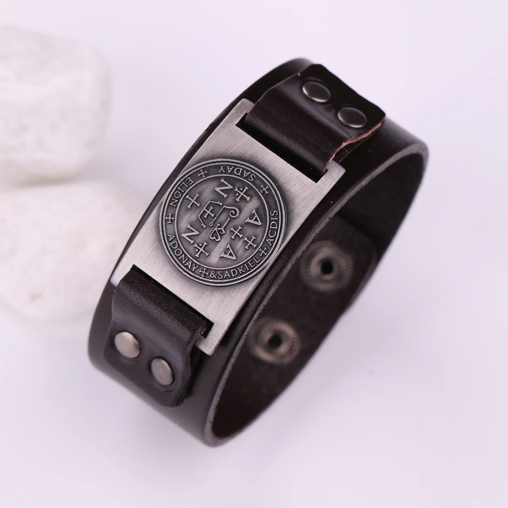 Fishhook Uriel Archangel Penal Angel браслет с узором Pulseira masculina кожаные браслеты-манжеты регулируемые мужские ювелирные изделия
