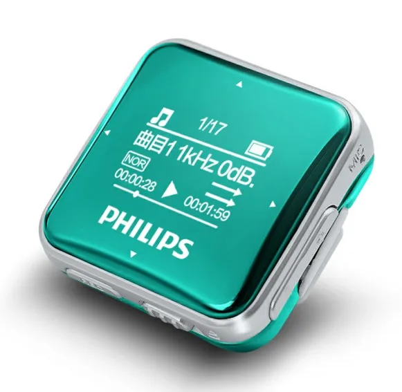 PHILIPS SA2208 Спортивный MP3 музыкальный плеер с 8 Гб 0,9 ''экраном дисплей Высокое качество без потерь рекордер Usb кабель наушники - Цвет: Зеленый