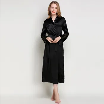 

Women's Sexy Pajamas Kimono Robe Bathrobe Underwear Nightdress Lace Stitching Long Bathrobe Robe Home Service 7.1A