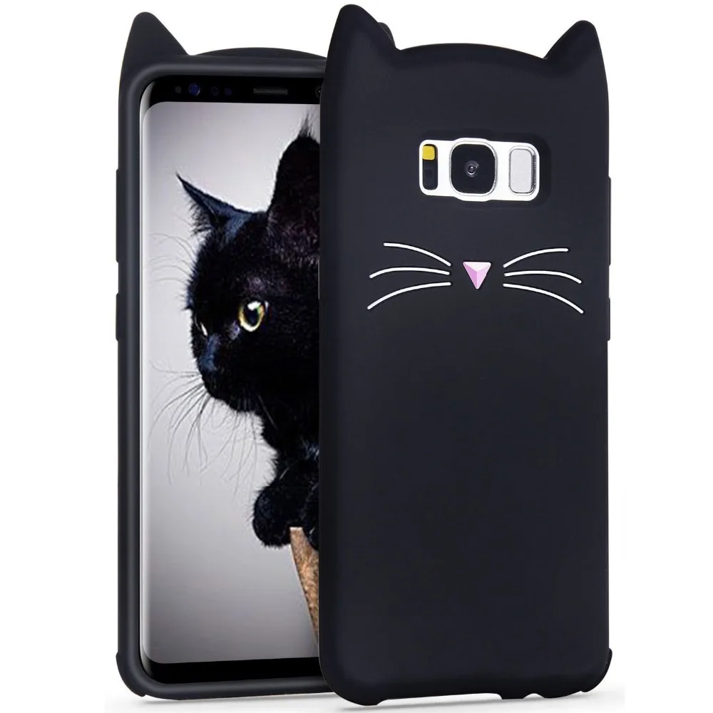 Чехол для samsung Galaxy S8 S9 плюс S7 S6 S5 край крышки 3D Cat Мягкая мультфильм силиконовый