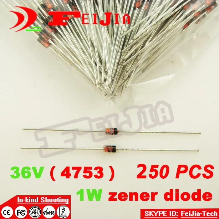 (Free shipping) 250Pcs/Lot 1W Zener Diode 1N4753A 36V diode kitdiode
