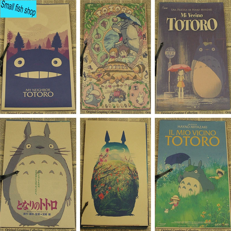My Neighbor Totoro Miyazaki Hayao Japanese Anime Film Home Furnishing Decoration Kraft Movie Poster Drawing Core Wall Stickers Wall Stickers Aliexpress