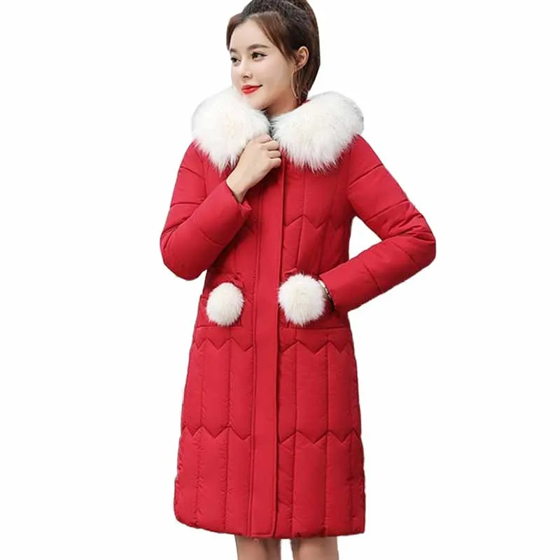 

2019 New Fashion Winter Parkas Down cotton Jacket Women Thicken Hooded Coat Female Cotton-padded Jackets Plus size M-5XL G533