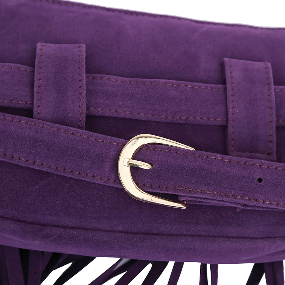 Модная стильная поясная сумка с кисточками, Женская однотонная квадратная нагрудная поясная сумка из флока, поясная сумка