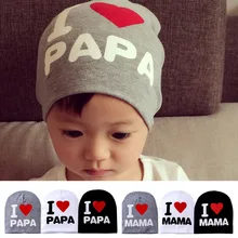 Детские зимние теплые вязаные шапки для девочек и мальчиков, 1 предмет, шапка с надписью «I LOVE PAPA MAMA DAD MOM» для новорожденных детей