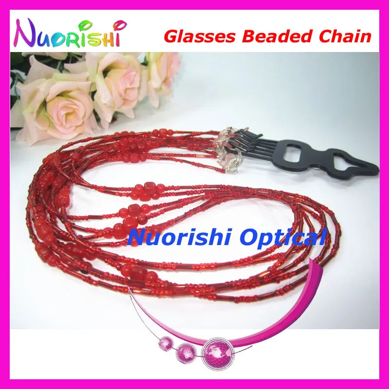 

6pcs Nice Red Beaded Steel Wire Rope Eyeglass Sunglasses Eyewear Spectacle Chain Cords Lanyard free shipping L849