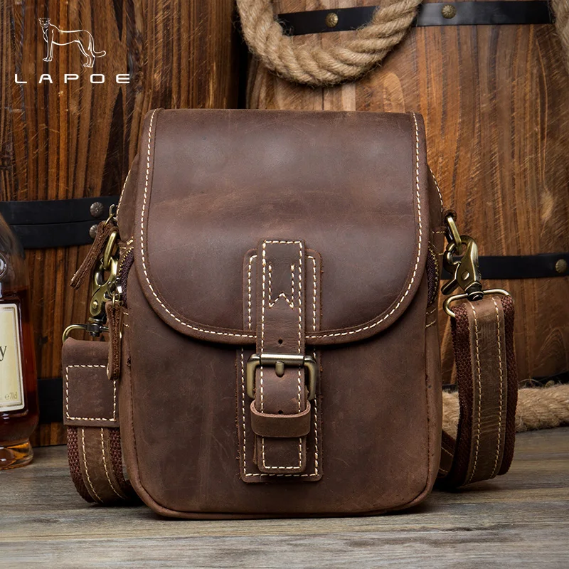 

Vintage Crazy Horse Genuine Leather Men Bags Men Messenger Bag Man Shoulder Crossbody Bags Leather Handbag Male Small Bag