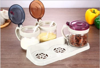 

3 Pieces Set Candy Color Pepper Jar Creative Spices Tools Lead-free Glass Salt Bottle Pepper Shakers Free Shipping