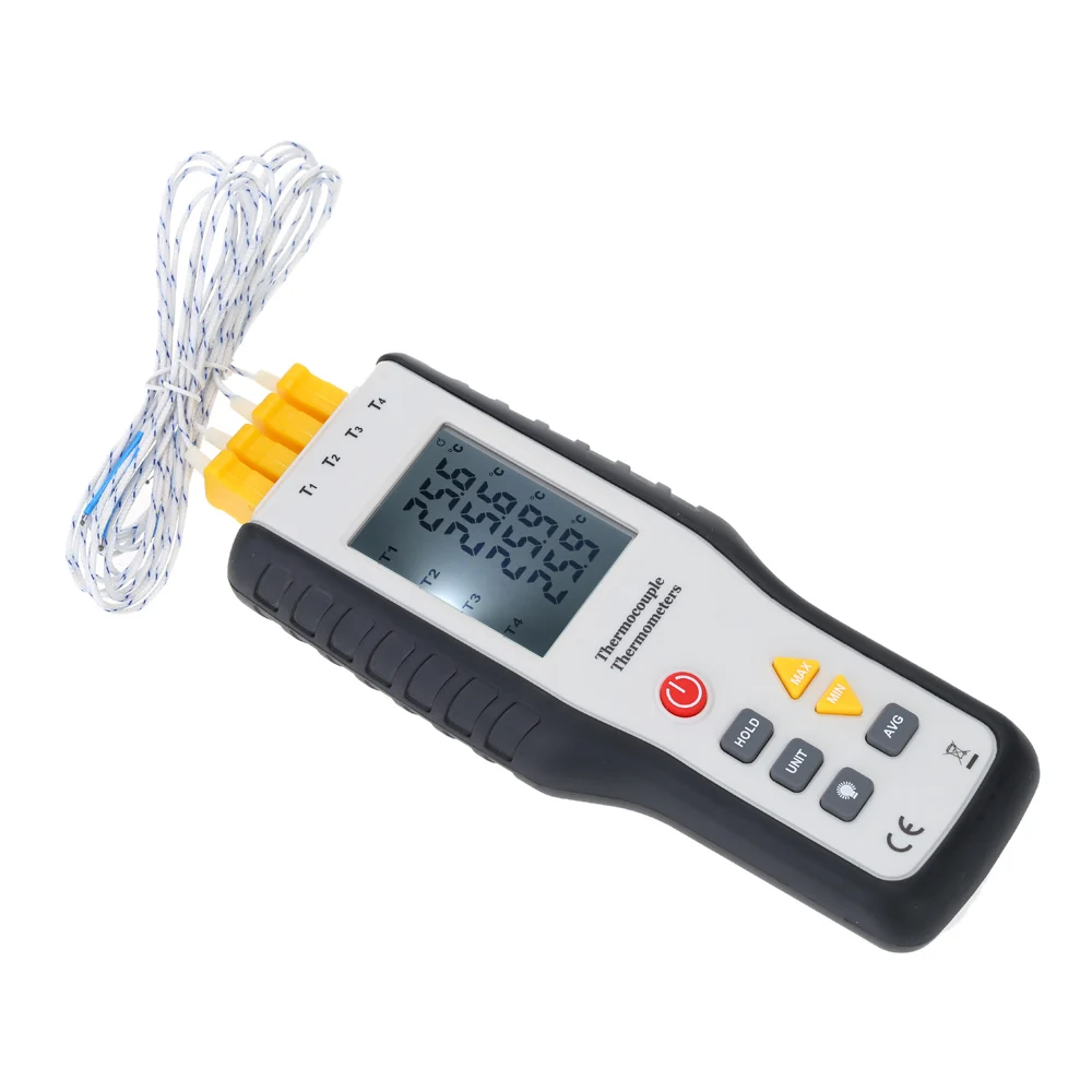 

Digital Temperature Meter New Handheld 4 Channel Thermometer K Type Thermocouple Sensor for Industury -200~1372 C/-328~2501 F