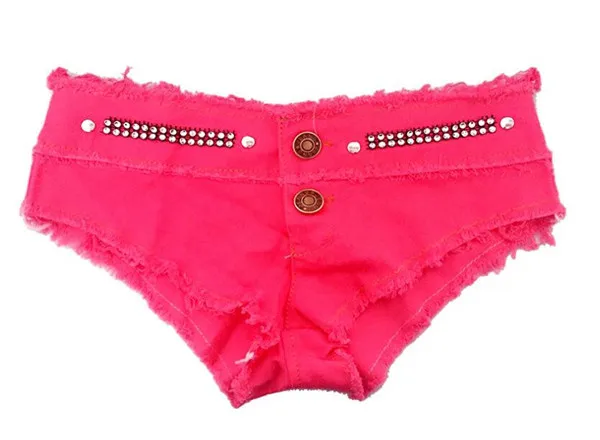 Женские сексуальные короткие джинсовые шорты, короткие джинсовые шорты с низкой талией, короткие джинсовые мини-брюки, женские цветные брюки - Цвет: Розовый