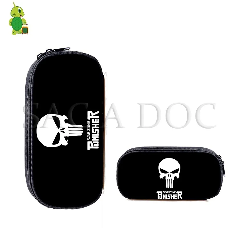 

Punisher Superhero Pencil Box Cosmetic Cases Stationery Bag Boys Girls Kids School Supplies Makeup Bag
