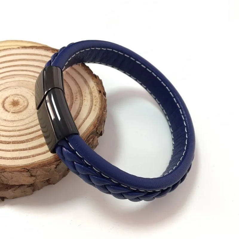 Мужские ювелирные изделия винтажный плетеный кожаный браслет для мужчин тренд Браслет на магнитной застежке мужской браслет подарки EE19-22