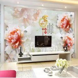 Beibehang на заказ обои 3d цветы богатые нефритовый резной гостиная отель обои для рабочего стола papel де parede 3d
