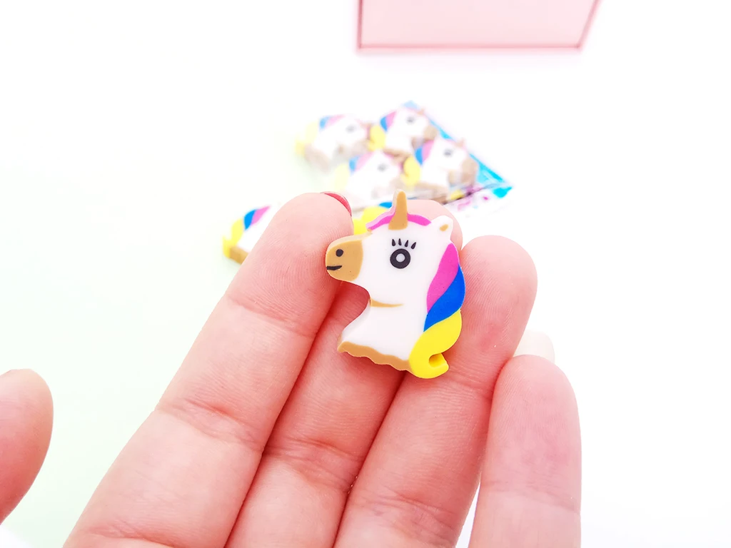 8 Pcs Eraser Cute Cartoon Unicorn Pencil Eraser Rubber Kawaii Stationery Student School Office Supplies Kids Prize Toys