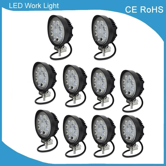 

10pcs 4 inch led work lamp 12v 24v 27w led work light spot/flood beam Offroad Driving Light Off Road led car work light 12v DC
