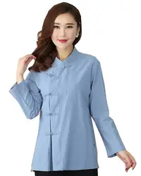 Шанхай история с длинным рукавом Китайский традиционный Костюмы Для женщин Cheongsam Топ Blend белье блузка Китайский Ципао рубашка 3 цвета