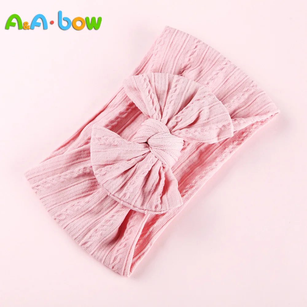 1pcs Cable Knit Nylon Bow Headwrap, One size fits all nylon headbands, wide nylon headbands, baby headbands, Knot bow headwear