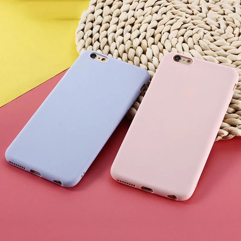 Матовый яркий чехол для телефона iPhone 7 6 6s 8 Plus 5 5s SE простой однотонный мягкий