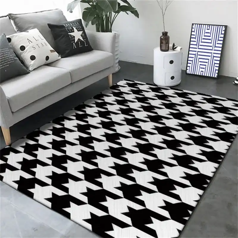 Houndstooth Rugs Black And White Bryont Rugs and Livings