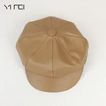 Ифэй Новинка года КБР Высокое качество Мужская шляпа Британский стиль шляпа натуральная кожа женские newsboy cap восьмиугольной Cap Hat