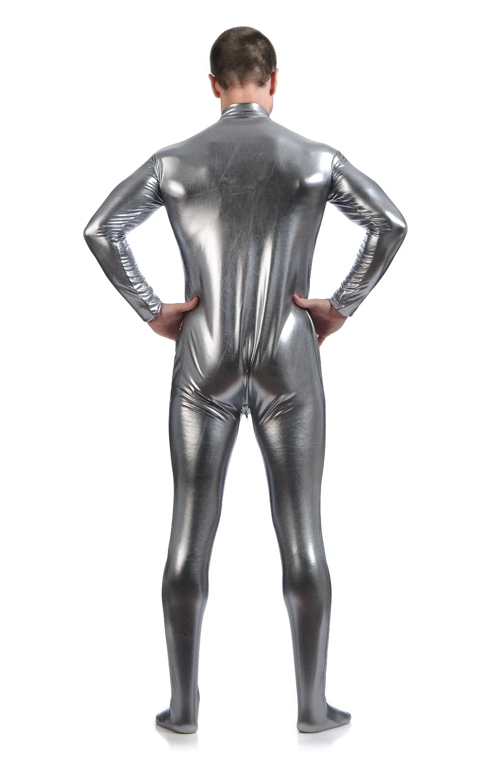 1000px x 1506px - 2019 OVIGILY Men Blue Zentai Suit Front Zip Shiny Metallic Full Body Zentai  Catsuit Spandex Unitard Mock Neck Lycra Bodysuits No Hood From Ziron, ...