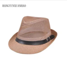 Men's Straw Jazz Cap Casual Panama Sun Hats For Men Summer Fashion Beach Hat For Male Fedora Visor Caps For Belt Decorated Hat sun hats modis m181a00735 man summer hat for famale beach for male tmallfs