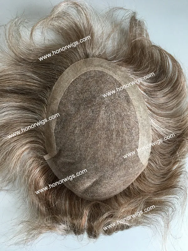 Brown Color Mix 40 Gray Hair Men S Toupee 6inch Custom Size