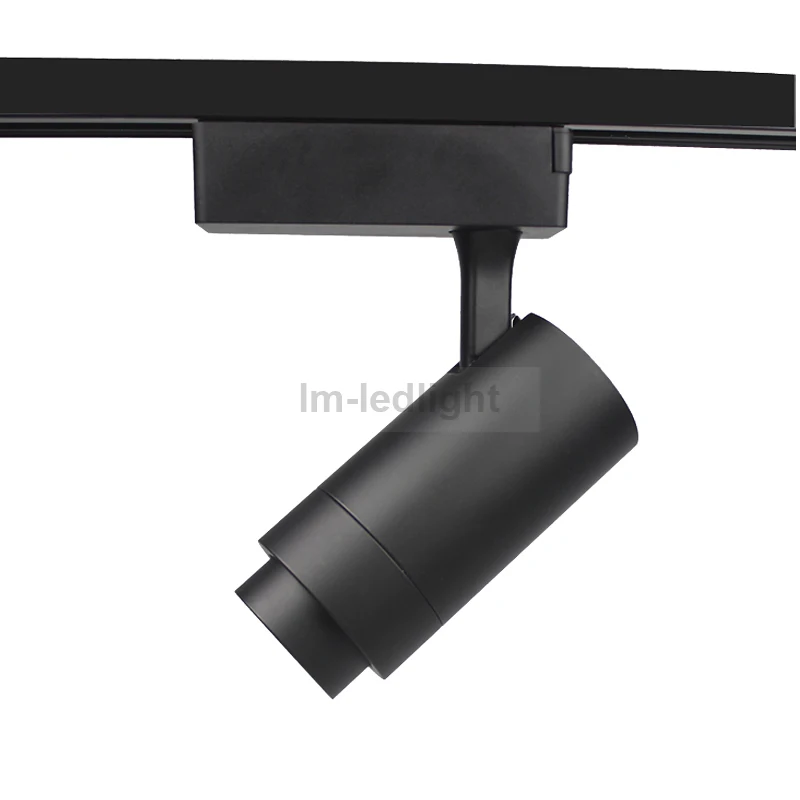 

adjust zoom 4 wire 3 phase LED track rail lights 30W in white black track head led spot binario free ship 10pcs