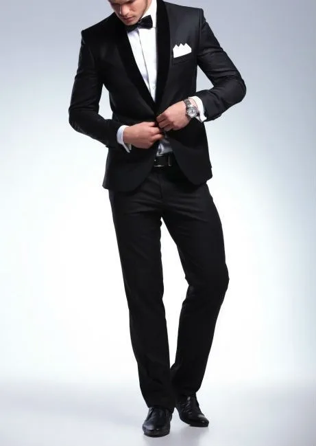 Elegant Groom's Wear Black Smoking Dinner jacket/Wedding Suits For Men/Best man's 3 Peices Suits(Jacket+Pants+Bowtie)CM-8803