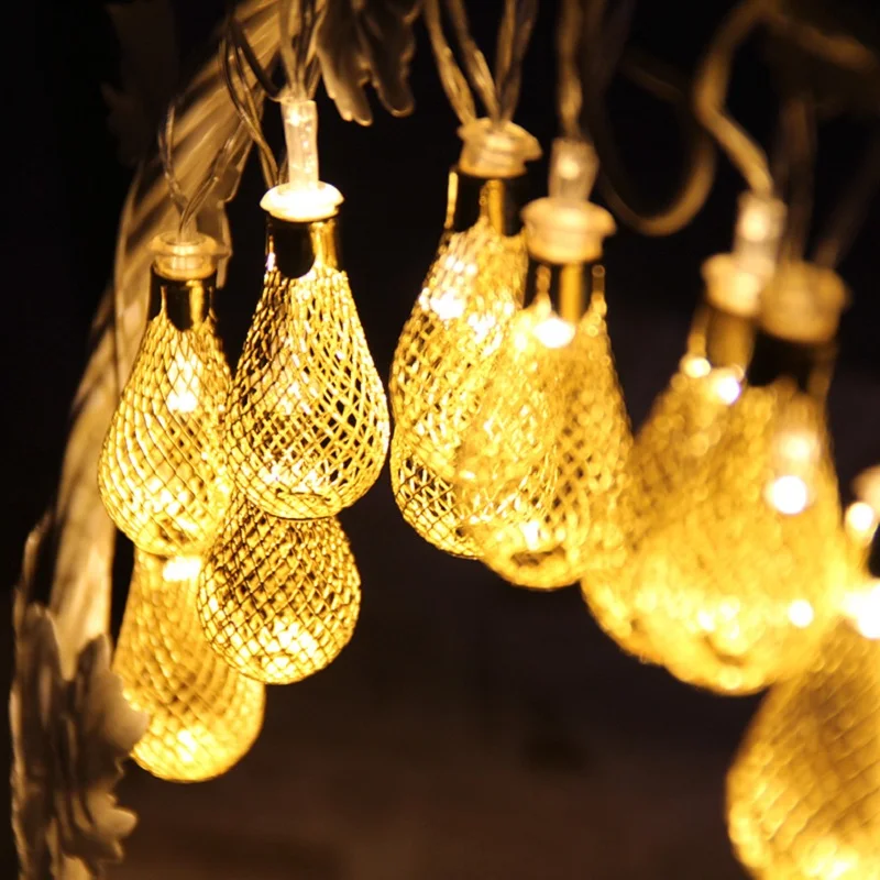 2.5M 20led string lights battery Hollow Metal teardrop Christmas New