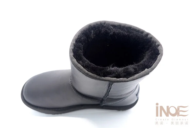 Inoe/из натуральной овечьей кожи овечьей шерсти на меху женские зимние ботинки водонепроницаемые зимние ботинки обувь на плоской подошве высокое качество 35-44