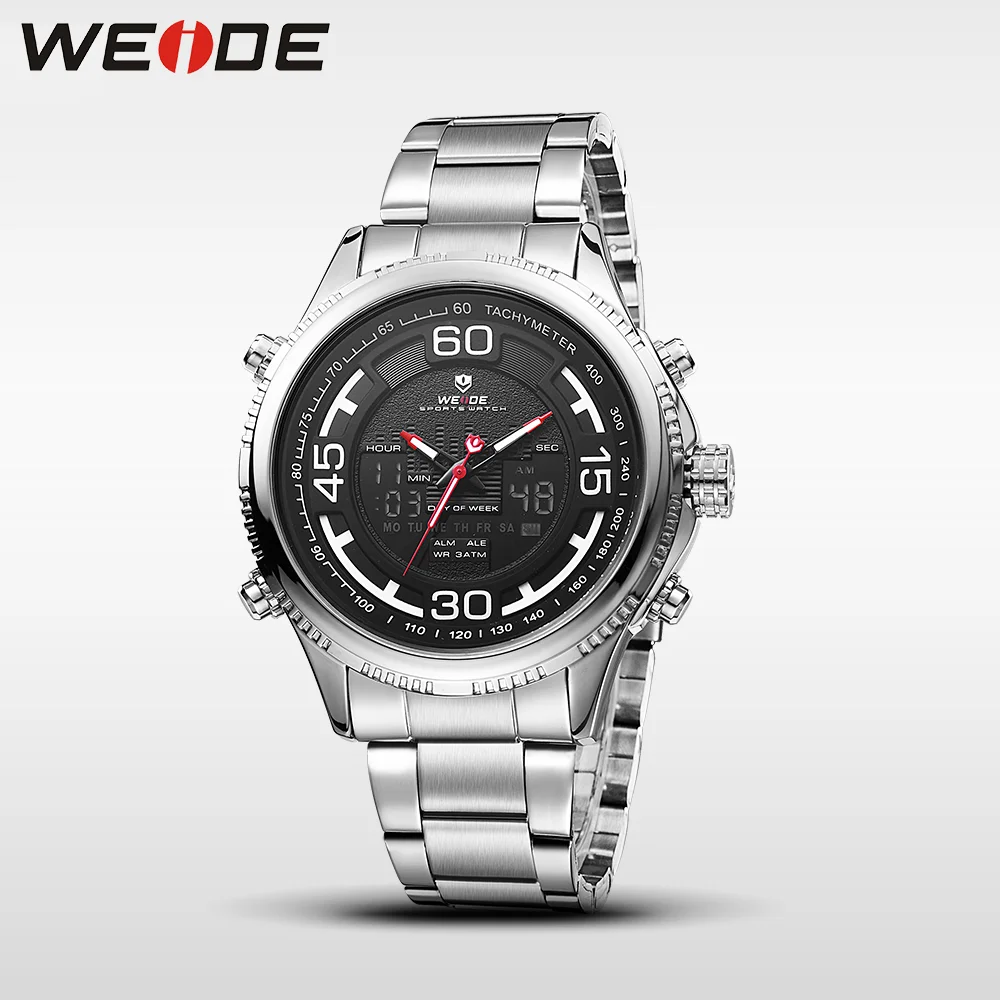 WEIDE genuine sport men watch stainless steelin quartz watches water resistant analog automatic watch clock business men watches