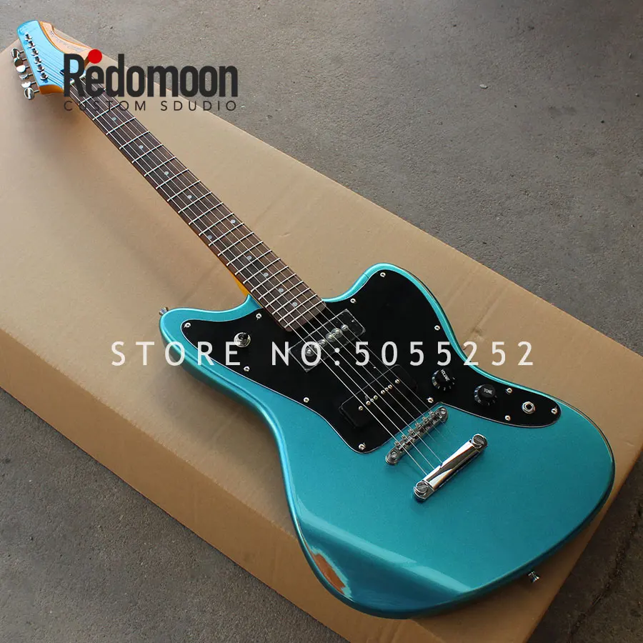 

Factory custom JM6 electric guitar with rosewood fretboard Retro body and neck blue color musical instrument shop