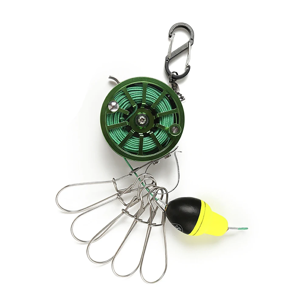 Fishing Lock Buckle with Reel and Float 5 Snaps Fishing Stringer Clips