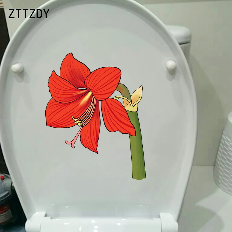 ZTTZDY 16.8*21.3CM Amaryllis Cartoon Flower Toilet Seat Sticker Fashion Wall Stickers For Kids Rooms T2-0186 | Дом и сад