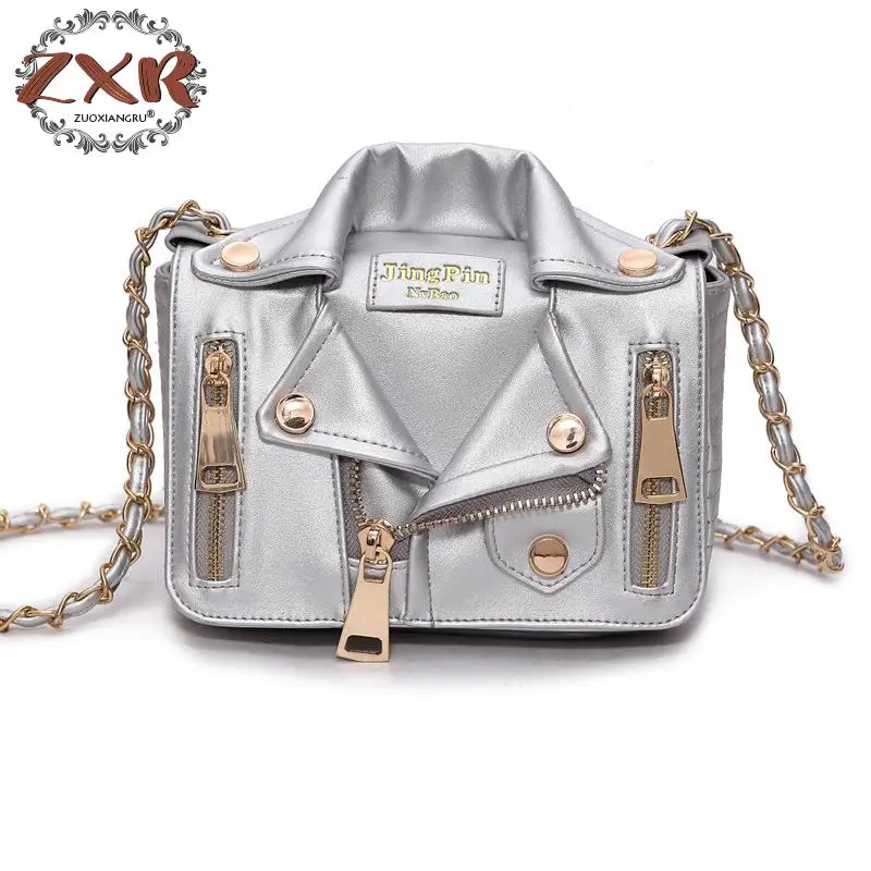 

Women Messenger Bags Mini Black Punk Jacket Handbags Ladies Small Shoulder Bag Chain Crossbody Bags Women Leather Handbags