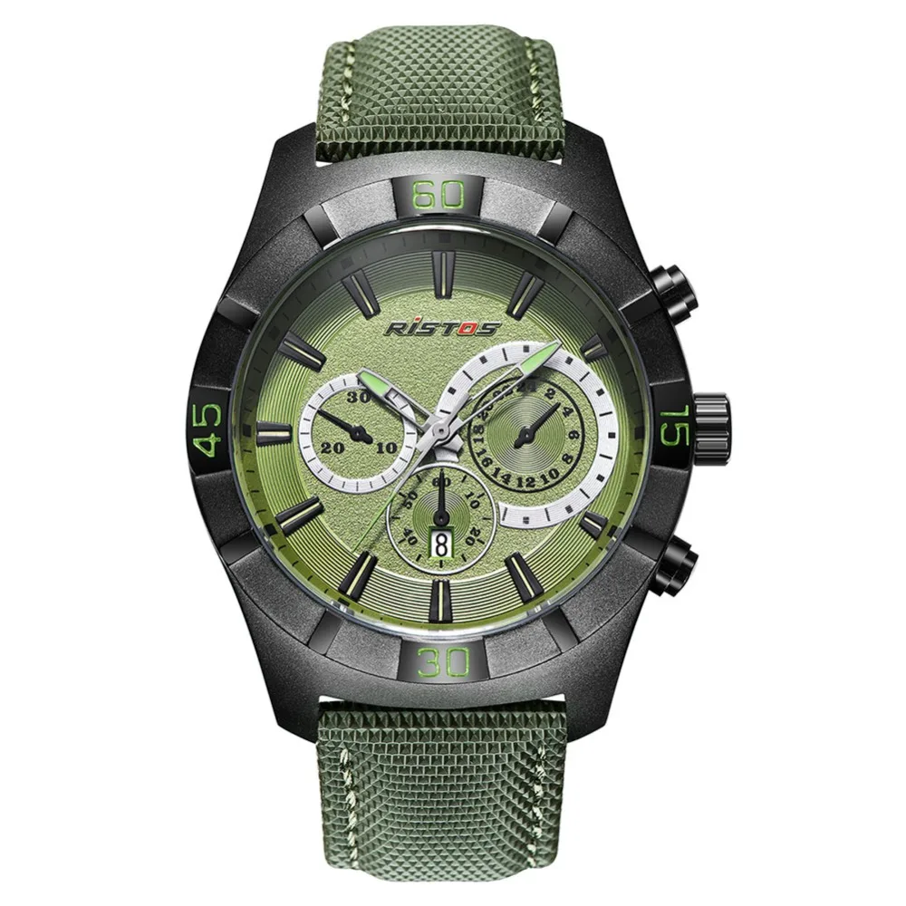 

Top RISTOS Watches Multi Time Zone Display Date men Quartz Watch 3ATM Waterproof Sport Military Wristwatches relogio masculino