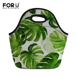 FORUDESIGNS Palm Leaf Print неопрена обед сумки для женщин дети тепловой Lunch Box мешок для детей Tote Сумочка Пикник еда сумки