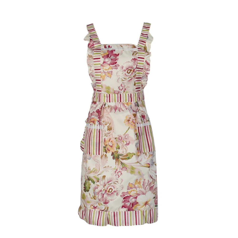 Women Lady Fashion Home Kitchen Dress For Pocket Cooking Cotton Apron Bib women Apron Dress
