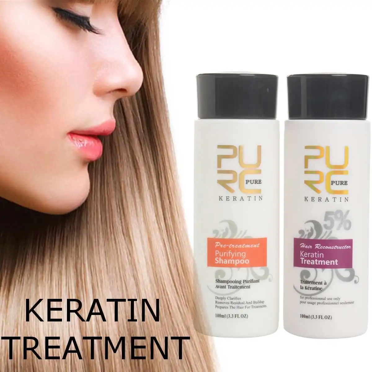 

PURC Brazilian keratin hair straighten 100ml x 2 hair care product for Repair damaged hair & straighten hair care keratin