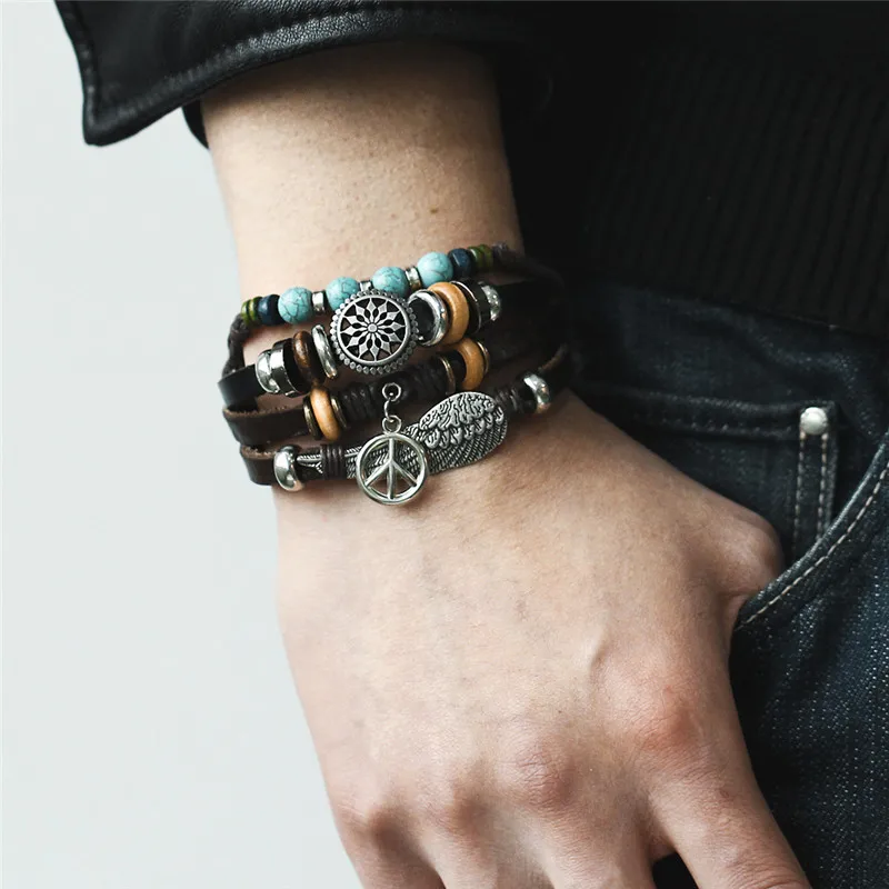 IF-ME-New-Vintage-Wing-Leather-Bracelet-For-Men-Woman-Fashion-Black-Color-Multiple-Braided-Bracelets (1)