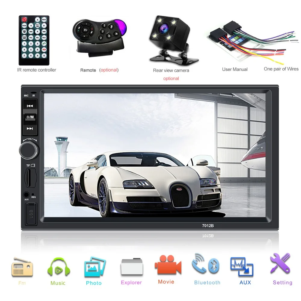 

2 din car radio coche recorder Bluetooth 2din 12v Player 7" HD Touch Screen MP3 MP5 auto Audio Stereo TF USB FM Autoradio 7012b