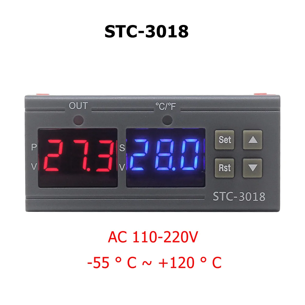 KT1210W STC-3018 цифровой терморегулятор контроль температуры Лер термостат с NTC датчик нагрева и охлаждения - Цвет: STC-3018