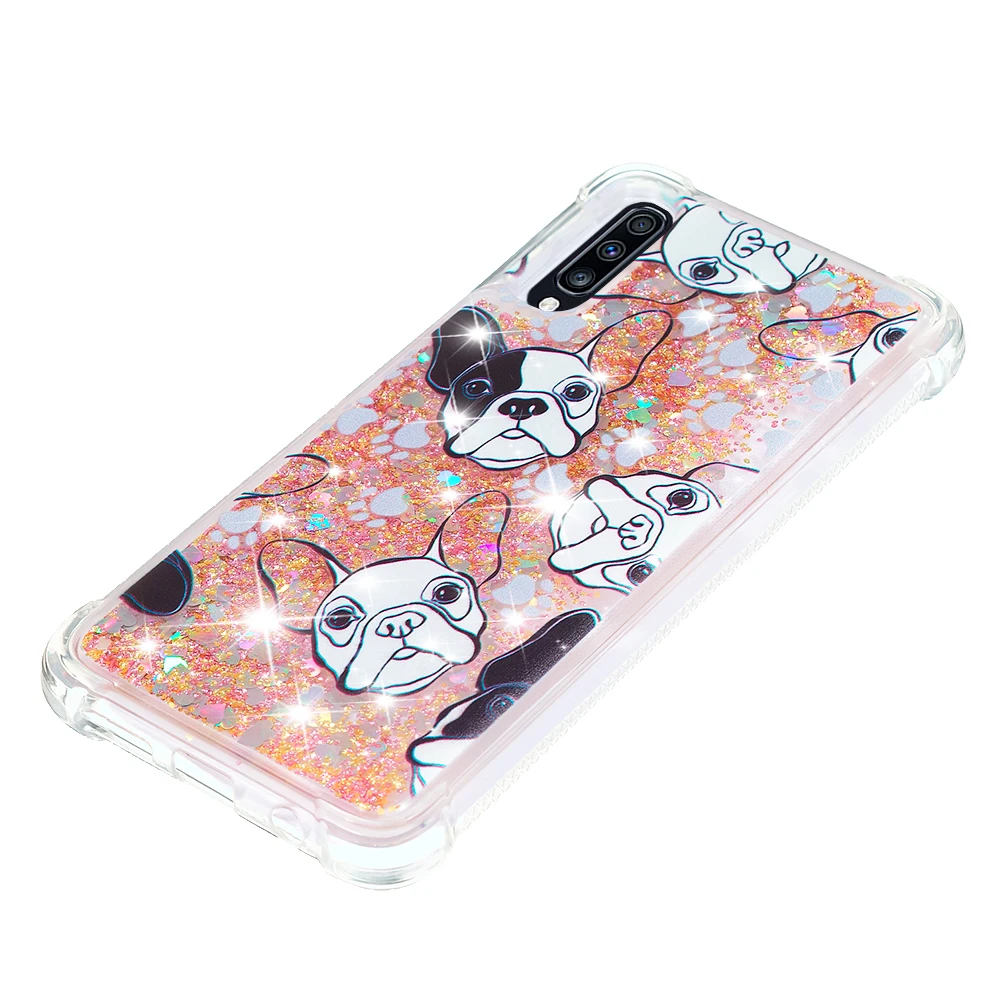 Fitted Case for Coque Samsung A70 A40 A10 Silicon Glitter Cute Cartoon Patterned Animal Transparent Phone Cover for Galaxy A50