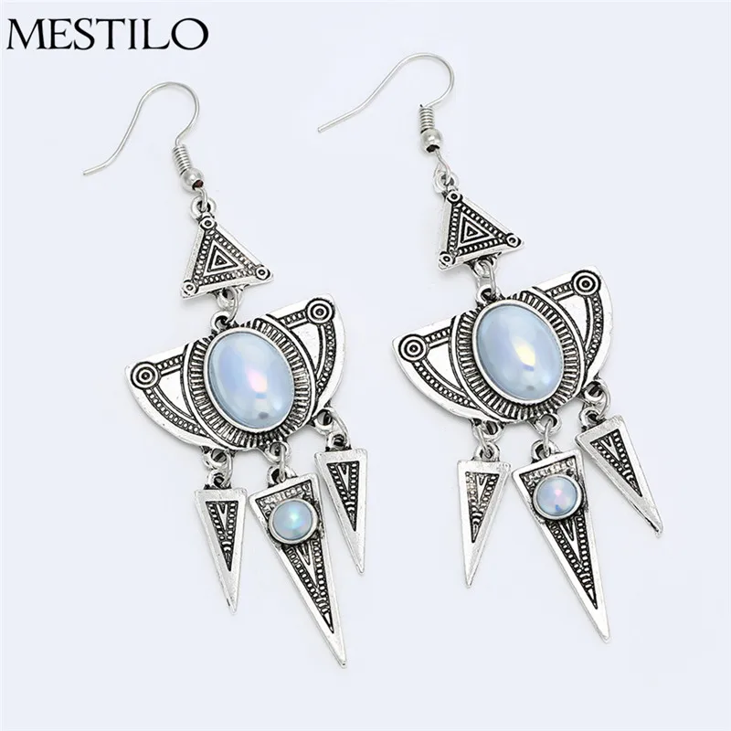MESTILO Boho Винтаж Щепка жемчужной Овальный Треугольники Jhumka кисточкой серьги для