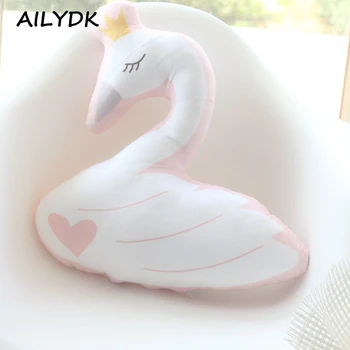 

AILYDK Novelty Big Pink Crown Swan Cushion Girls Gift Swans Pillows Kids Room Decoration Pillow Baby Appease Doll Plush Toy 45cm
